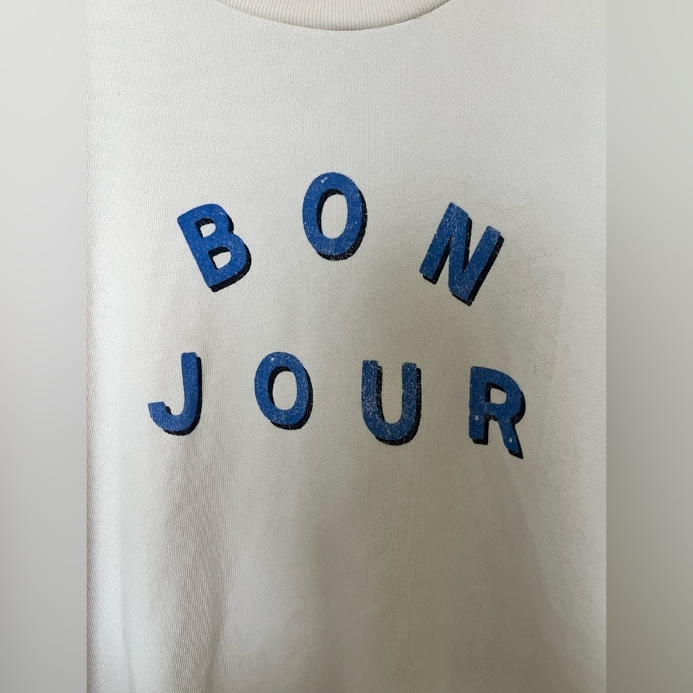 Anthropologie Sundry Bonjour Crewneck sweatshirt with subtle puff shoulders - Picture 7 of 12